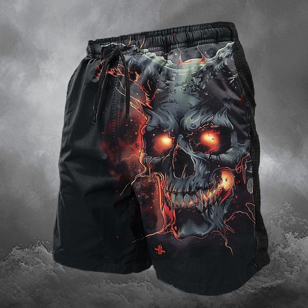 Men's Skull Dragon Skeleton Sweat Pants Swimming Trunks Board Shorts M