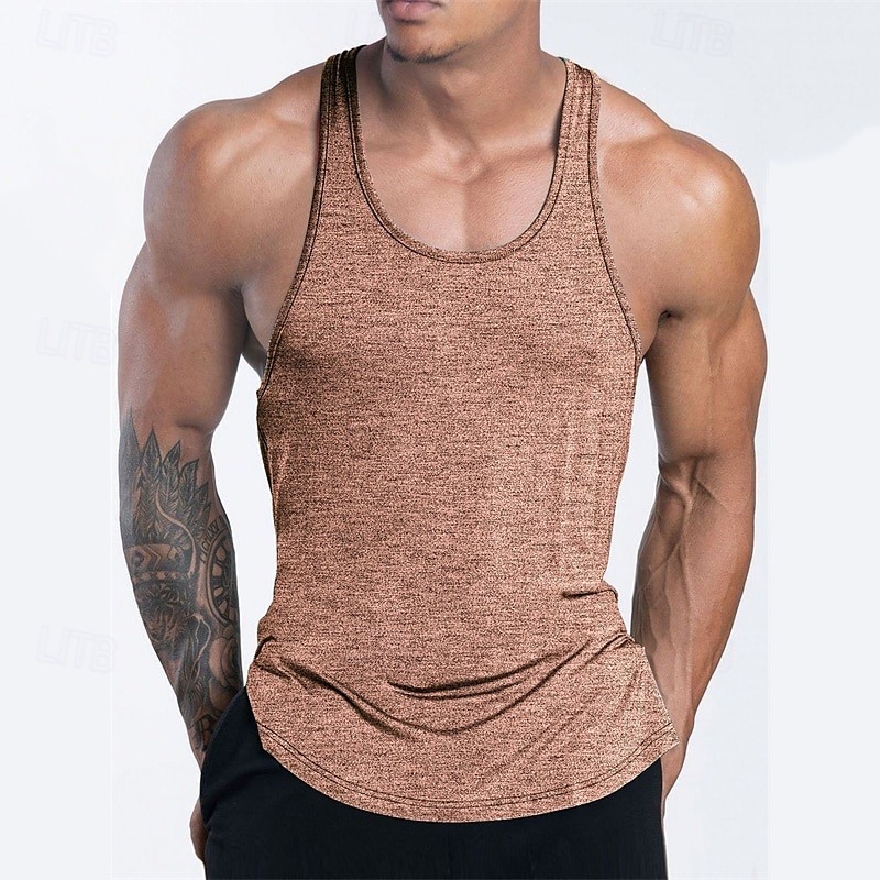 Men's Tank Top Vest Top Undershirt Sleeveless Shirt Sleeveless U Neck Summer Plain Fashion Designer Basic Vacation Street Going out Black Pink Navy Blue Top Tee for Men