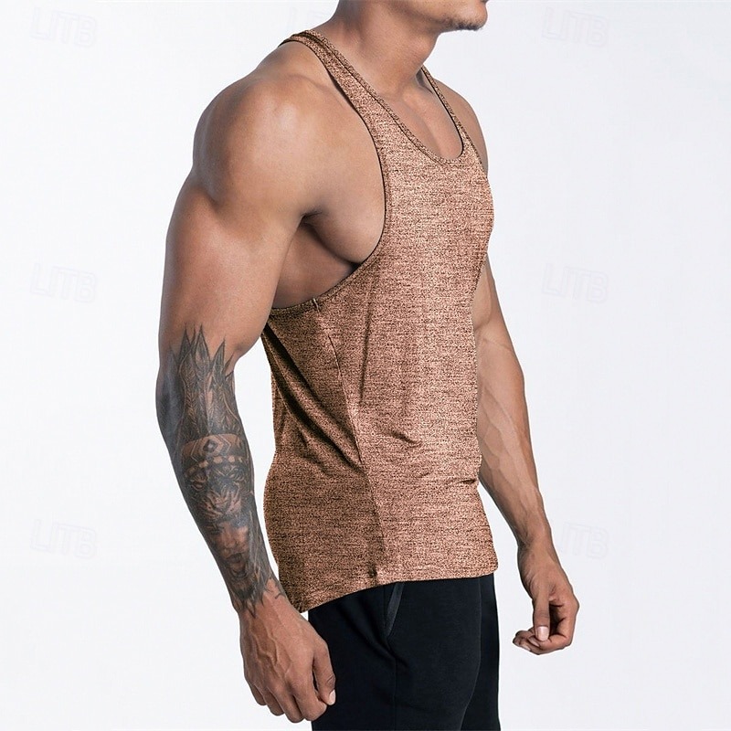 Men's Tank Top Vest Top Undershirt Sleeveless Shirt Sleeveless U Neck Summer Plain Fashion Designer Basic Vacation Street Going out Black Pink Navy Blue Top Tee for Men