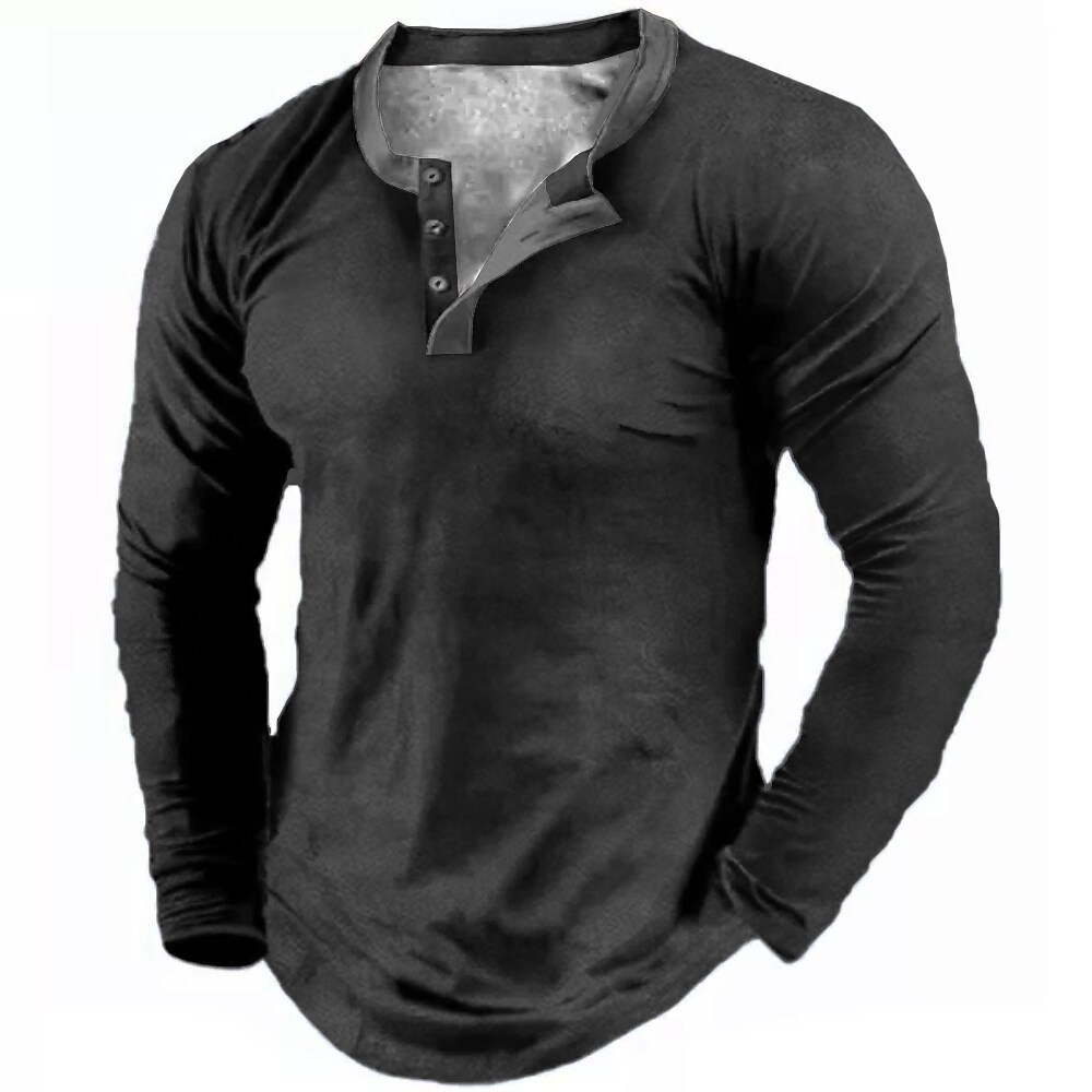 有货源 价格太高了Men's Plus Size Henley Shirt Big and Tall Graphic Henley Long Sleeve Spring &  Fall Basic Fashion Streetwear Comfortable Casual Sports Tops