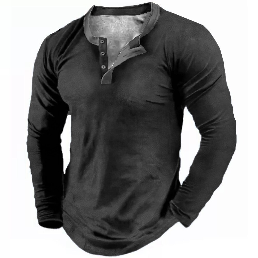有货源 价格太高了Men's Plus Size Henley Shirt Big and Tall Graphic Henley Long Sleeve Spring &  Fall Basic Fashion Streetwear Comfortable Casual Sports Tops