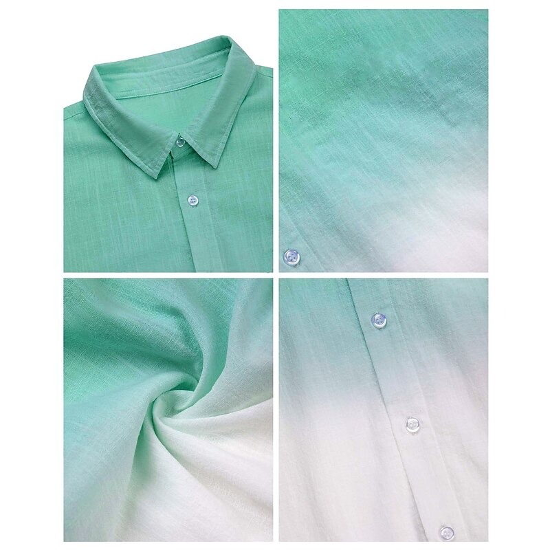 Men's Shirt Summer Shirt Beach Wear Button Up Shirt Casual Shirt Pink Navy Blue Blue Orange Green Short Sleeve Gradient Lapel Casual Daily Clothing Apparel Fashion Comfortable