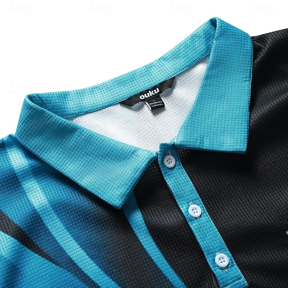 Men's Graphic Prints Geometry Waffle Polo Shirts Polo Shirts Short Sleeve Polo Shirts Turndown Casual Going out Print Yellow Blue Purple