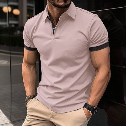 Men's Polo Shirt Golf Shirt Casual Holiday Lapel Classic Short Sleeve Fashion Basic Plain Button Summer Regular Fit Black Pink Wine Navy Blue Blue Orange Polo Shirt