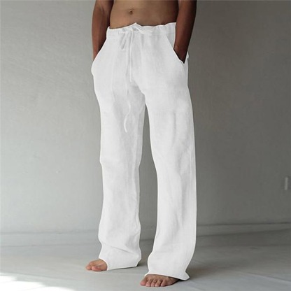 Men's Trousers Summer Pants Baggy Pants Beach Pants Casual Pants Drawstring Front Pocket Straight Leg Plain Comfort Soft Full Length Yoga Holiday Beach Fashion Hawaiian Black White