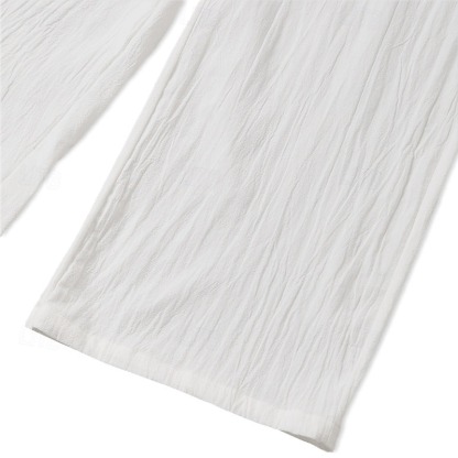 Men's Trousers Summer Pants Baggy Pants Beach Pants Casual Pants Drawstring Front Pocket Straight Leg Plain Comfort Soft Full Length Yoga Holiday Beach Fashion Hawaiian Black White