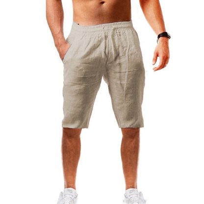 Men's Shorts Linen Shorts Summer Shorts Beach Shorts Drawstring Plain Yoga Business Beach Hawaiian Casual Light Khaki. Black
