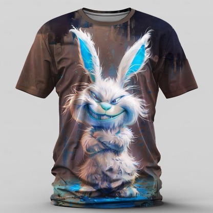 Men's Graphic Rabbit T shirt Short Sleeve T shirt 3D Print Crew Neck Shirt Retro Vintage Casual Street Style Sports Outdoor Holiday Going out Blue Brown Spring & Summer Clothing Apparel S M L XL 2XL