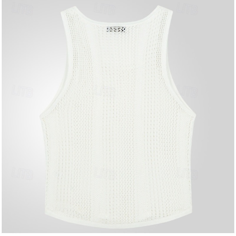 Men's Tank Top Undershirt Sleeveless Shirt Sleeveless Crew Neck Summer Solid Color Fashion Designer Muscle Knitted Outdoor Vacation Black White Army Green Top Tee for Men