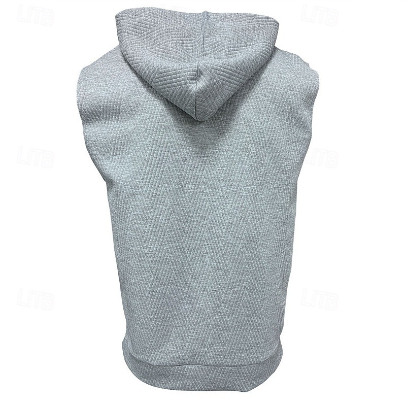 Men's Tank Top Vest Top Undershirt Sleeveless Shirt Sleeveless Hooded Summer Plain Fashion Designer Basic Jacquard Front Pocket Vacation Street Going out Black White Khaki Top Tee for Men