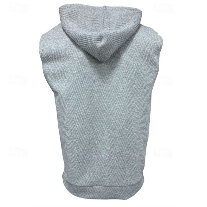 Men's Tank Top Vest Top Undershirt Sleeveless Shirt Sleeveless Hooded Summer Plain Fashion Designer Basic Jacquard Front Pocket Vacation Street Going out Black White Khaki Top Tee for Men