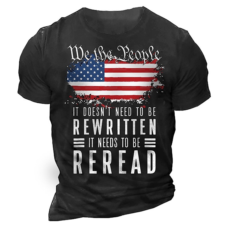 Veterans Day Men's Patriot Patriotic Veteran Graphic Flag Letter T shirt Distressed T Shirt Short Sleeve T shirt 3D Print Crew Neck Shirt Vintage Fashion Classic Outdoor Casual Daily Black Army