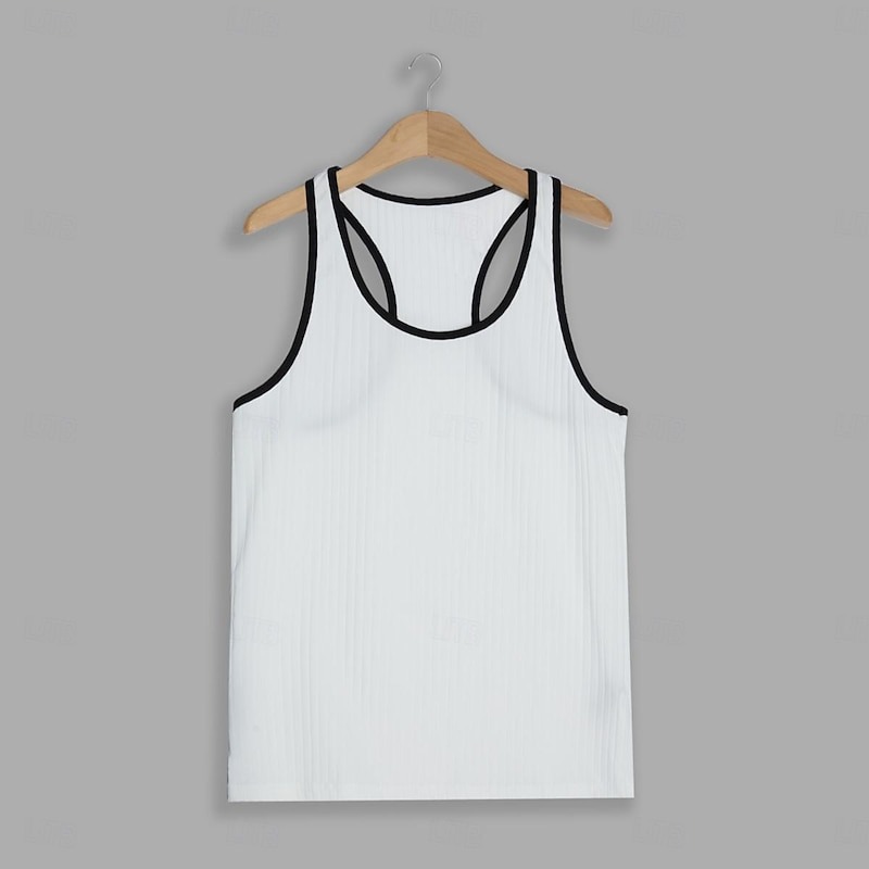 Men's Tank Top Rib Knit Top Wife beater Shirt Color Block Pit Strip Crew Neck Outdoor Going out Sleeveless Clothing Apparel Fashion Designer Muscle