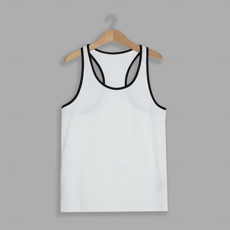 Men's Tank Top Rib Knit Top Wife beater Shirt Color Block Pit Strip Crew Neck Outdoor Going out Sleeveless Clothing Apparel Fashion Designer Muscle