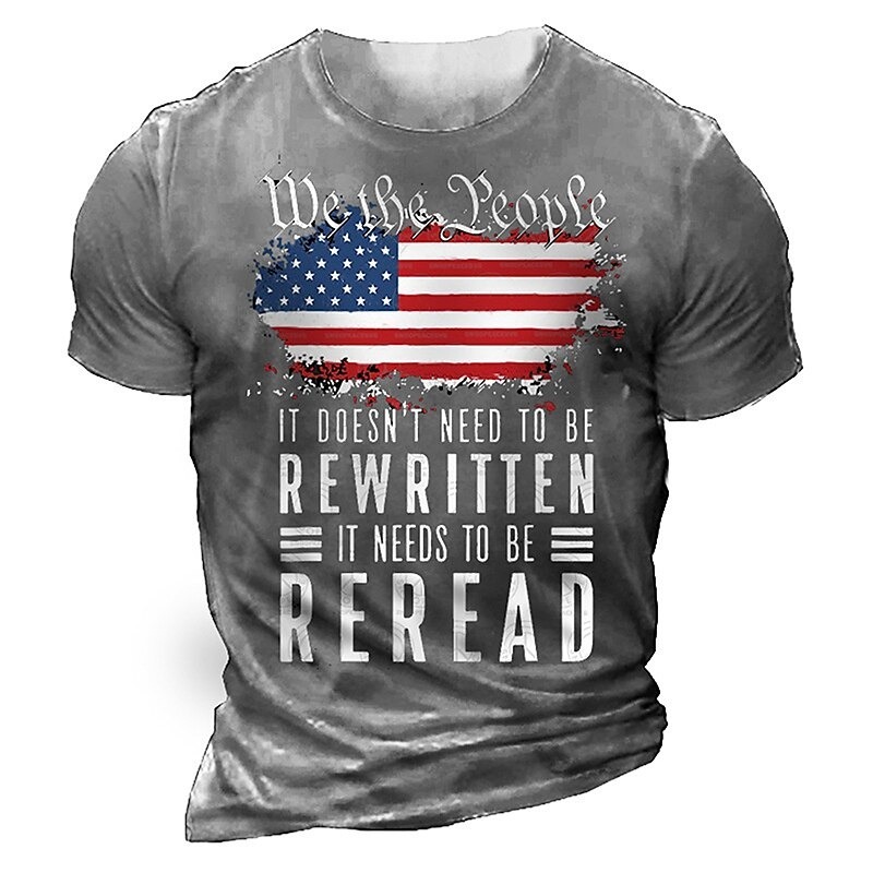 Veterans Day Men's Patriot Patriotic Veteran Graphic Flag Letter T shirt Distressed T Shirt Short Sleeve T shirt 3D Print Crew Neck Shirt Vintage Fashion Classic Outdoor Casual Daily Black Army