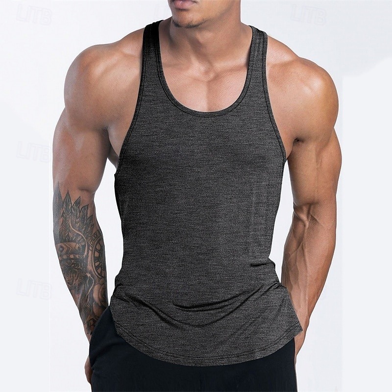 Men's Tank Top Vest Top Undershirt Sleeveless Shirt Sleeveless U Neck Summer Plain Fashion Designer Basic Vacation Street Going out Black Pink Navy Blue Top Tee for Men