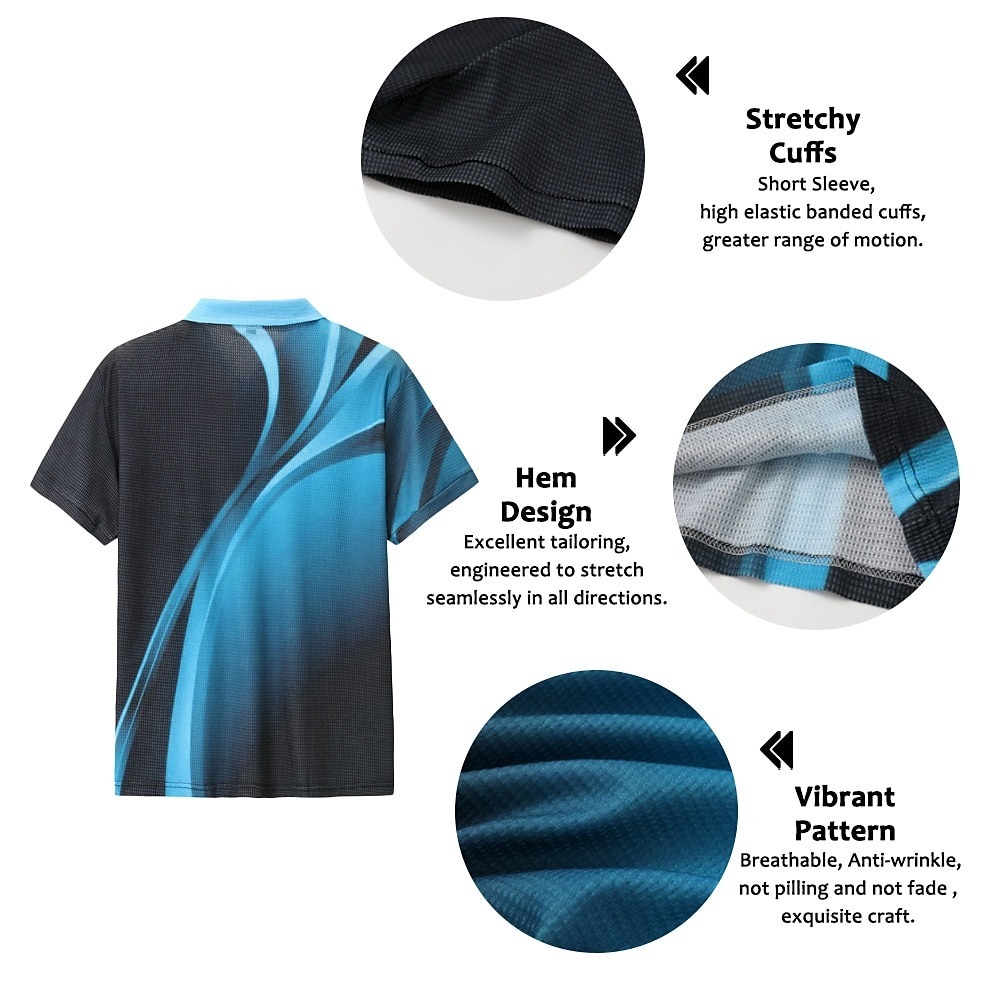 Men's Geometric Waffle Polo Shirts Golf Shirt Short Sleeve Polo Shirts Collared Shirts Business Casual Vacation Wear Formal Wear Festival Wear Buttons 3D Print Yellow Red Blue