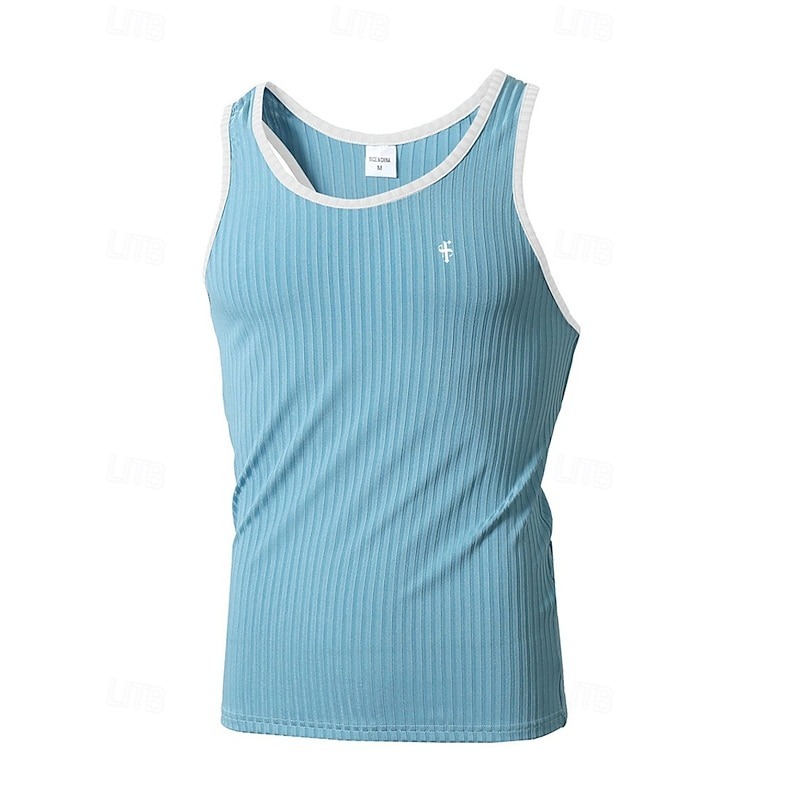 Men's Tank Top Vest Top Undershirt Sleeveless Shirt Sleeveless Crew Neck Summer Color Block Pit Strip Fashion Designer Basic Quick Dry Vacation Street Going out Black White Wine Top Tee for Men