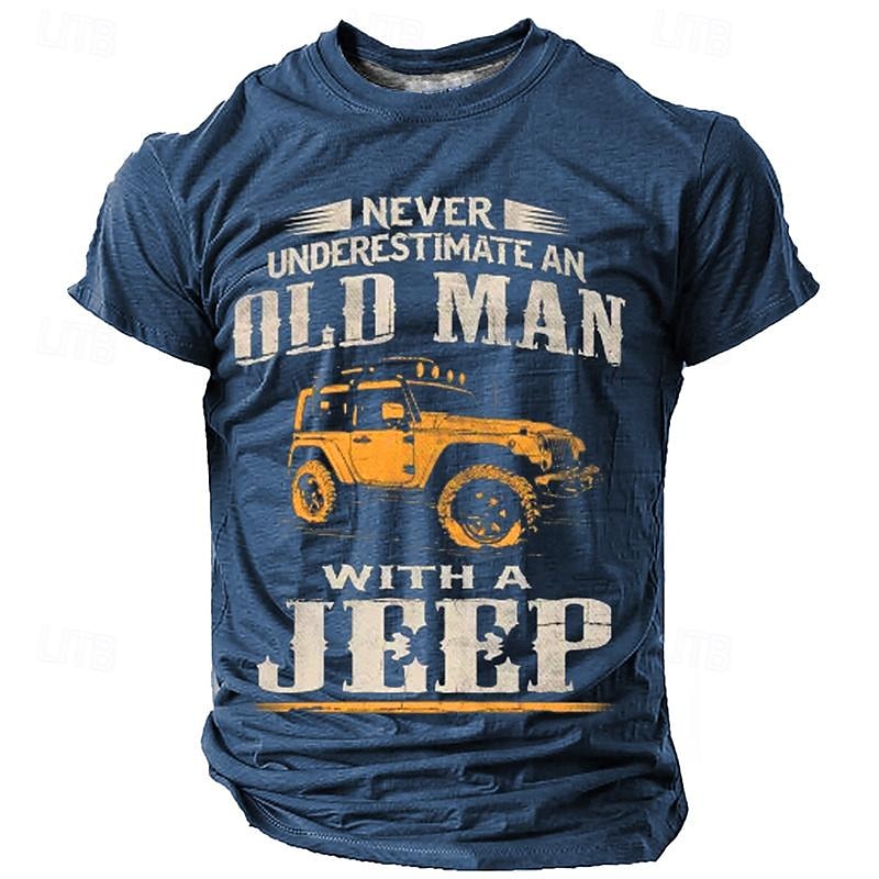 Men's Graphic Car Old Man T shirt Short Sleeve T shirt 3D Print Crew Neck Shirt Casual Street Style Sports Outdoor Holiday Going out Black Blue Brown Spring & Summer Clothing Apparel S M L XL 2XL 3XL