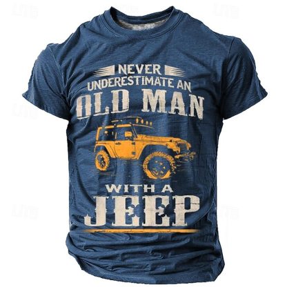 Men's Graphic Car Old Man T shirt Short Sleeve T shirt 3D Print Crew Neck Shirt Casual Street Style Sports Outdoor Holiday Going out Black Blue Brown Spring & Summer Clothing Apparel S M L XL 2XL 3XL