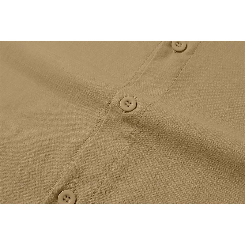 Men's Shirt Band Collar Shirt Summer Shirt Beach Wear Button Up Shirt Casual Shirt Black White Pink Army Green Long Sleeve Solid Color Collar Party Hawaiian Clothing Apparel