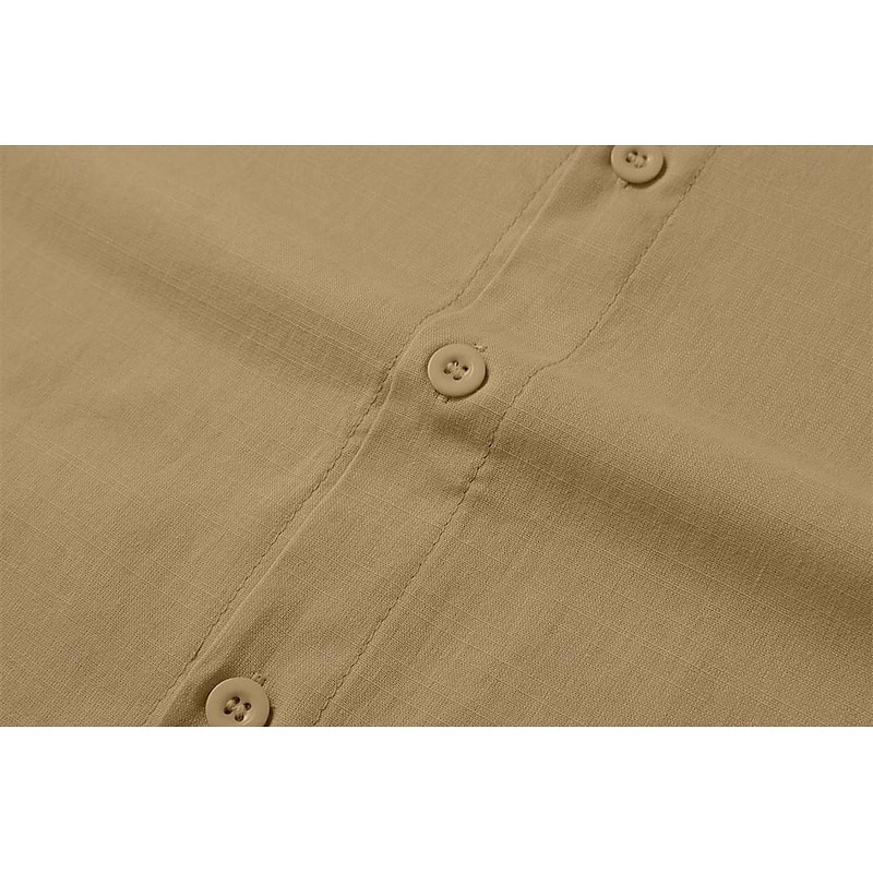 Men's Shirt Band Collar Shirt Summer Shirt Beach Wear Button Up Shirt Casual Shirt Black White Pink Army Green Long Sleeve Solid Color Collar Party Hawaiian Clothing Apparel