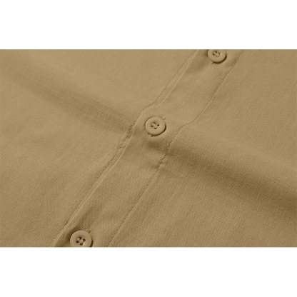 Men's Shirt Band Collar Shirt Summer Shirt Beach Wear Button Up Shirt Casual Shirt Black White Pink Army Green Long Sleeve Solid Color Collar Party Hawaiian Clothing Apparel