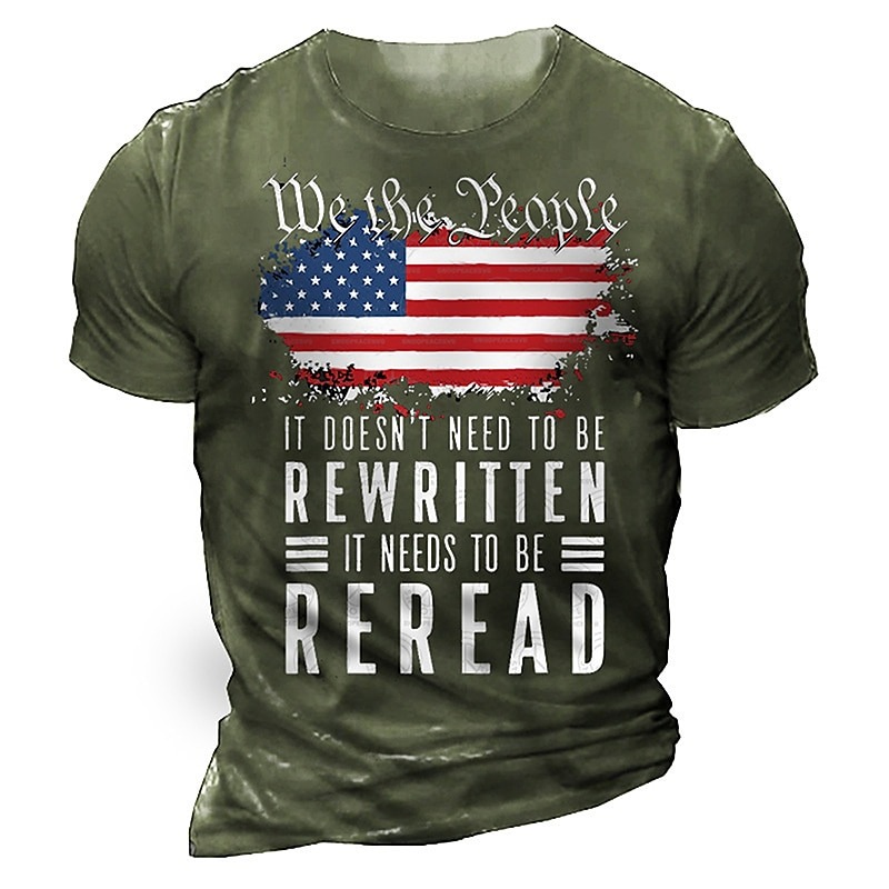 Veterans Day Men's Patriot Patriotic Veteran Graphic Flag Letter T shirt Distressed T Shirt Short Sleeve T shirt 3D Print Crew Neck Shirt Vintage Fashion Classic Outdoor Casual Daily Black Army