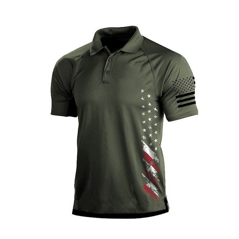 Men's Golf Polo Shirt Dark Grey Army Green Dark Navy Short Sleeve Sun Protection Moisture Wicking Top Summer Golf Attire Clothes Outfits Wear Apparel