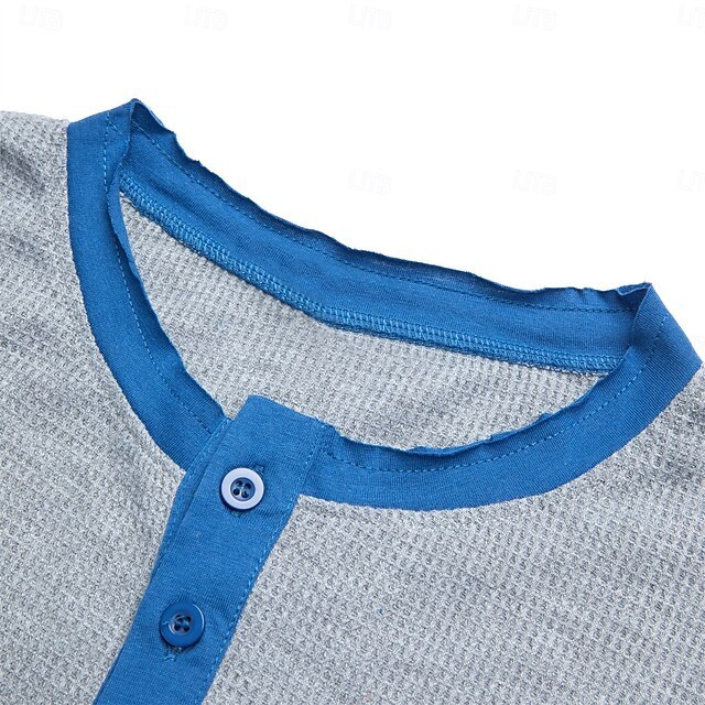 Men's Waffle Henley Shirt Tee Plaid Checkered Henley Outdoor Casual Short Sleeve Button Clothing Apparel Polyester Fashion Designer Comfortable