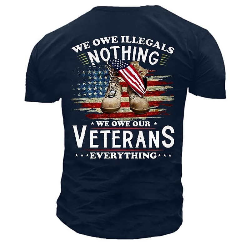 Veterans Day Men's Patriot Patriotic Veteran Unisex Graphic Prints Shoe National Flag T shirt Slogan T Shirts Retro Shirts Short Sleeve T shirt 3D Print Crew Neck Shirt Sports Designer Casual