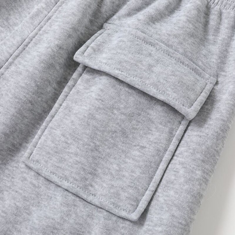 Men's Cargo Sweatpants Fleece Pants Sweatpants Joggers Trousers Drawstring Elastic Waist Multi Pocket Solid Color Windproof Outdoor Full Length Casual Daily Fashion Streetwear Loose Fit Black White