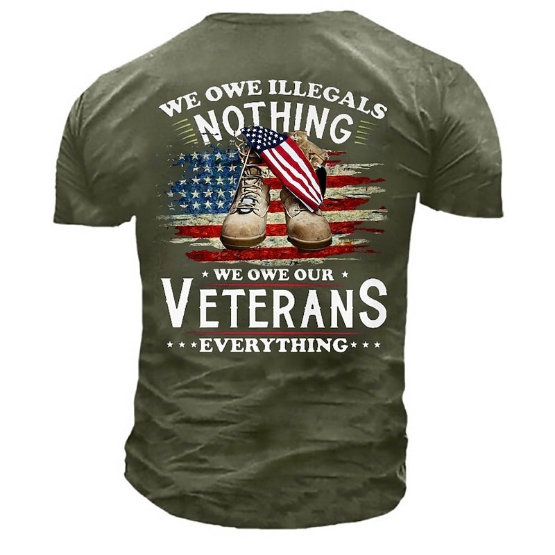 Veterans Day Men's Patriot Patriotic Veteran Unisex Graphic Prints Shoe National Flag T shirt Slogan T Shirts Retro Shirts Short Sleeve T shirt 3D Print Crew Neck Shirt Sports Designer Casual