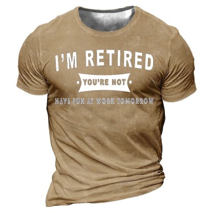 Men's Letter Graphic Prints Graphic Tee Funny T Shirts Retirement T Shirt Short Sleeve T shirt 3D Print Crew Neck Shirt Vintage Sports Designer Outdoor Street Daily Black Army Green Navy Blue Summer