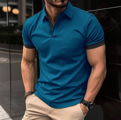 Men's Polo Shirt Golf Shirt Casual Holiday Lapel Classic Short Sleeve Fashion Basic Plain Button Summer Regular Fit Black Pink Wine Navy Blue Blue Orange Polo Shirt