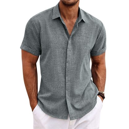 Men's Shirt Linen Shirt Summer Shirt Casual Shirt Beach Shirt Button Down Shirt Plain Casual Daily Black White Pink Blue Short Sleeve Collar Summer Clothing Apparel