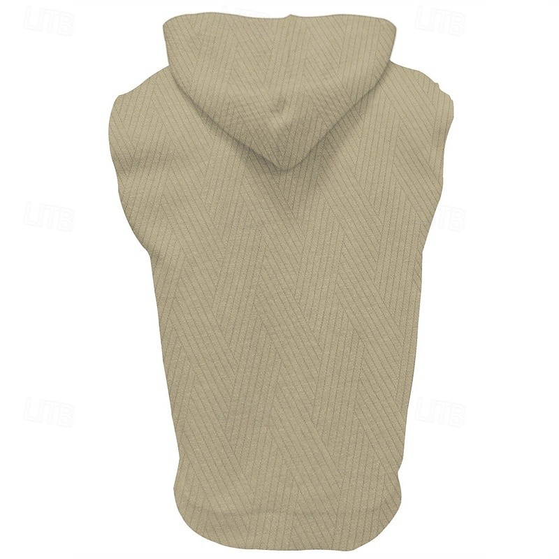 Men's Tank Top Vest Top Undershirt Sleeveless Shirt Sleeveless Hooded Summer Plain Fashion Designer Basic Jacquard Front Pocket Vacation Street Going out Black White Khaki Top Tee for Men