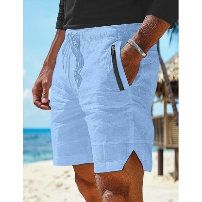 Men's Shorts Linen Shorts Summer Shorts Beach Shorts Pocket Drawstring Elastic Waist Plain Comfort Breathable Short Casual Daily Holiday Fashion Classic Style White Army Green
