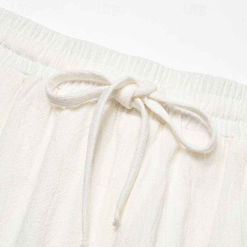 Men's Shorts Summer Shorts Beach Shorts Drawstring Plain Yoga Business Beach Hawaiian Casual Black White