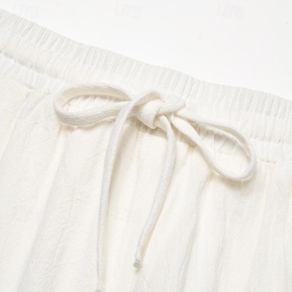 Men's Shorts Summer Shorts Beach Shorts Drawstring Plain Yoga Business Beach Hawaiian Casual Black White