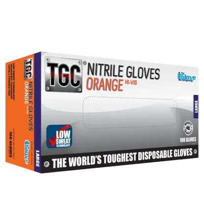 TGC Black/Orange Nitrile Disposable Gloves Box 100