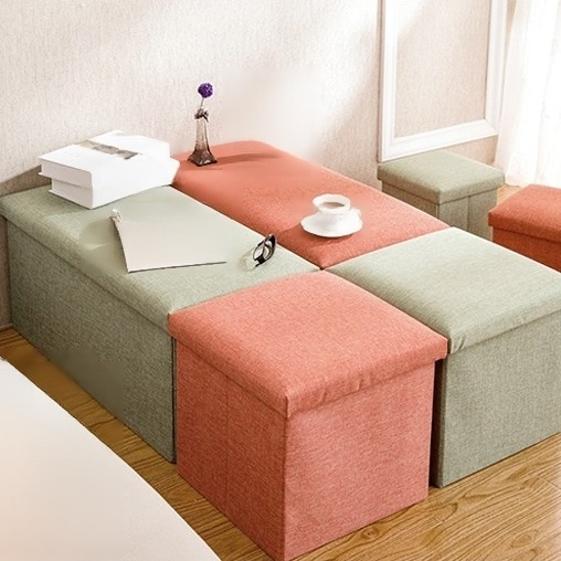 布藝可折收納儲物凳