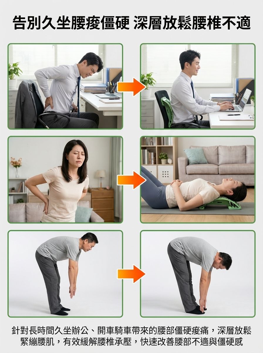 升級版3D磁石針灸穴位腰椎舒壓板丨腰椎拉伸按摩器丨四檔弧度可調丨改善駝背丨緩解腰酸背痛丨成人小孩適用丨承重力強