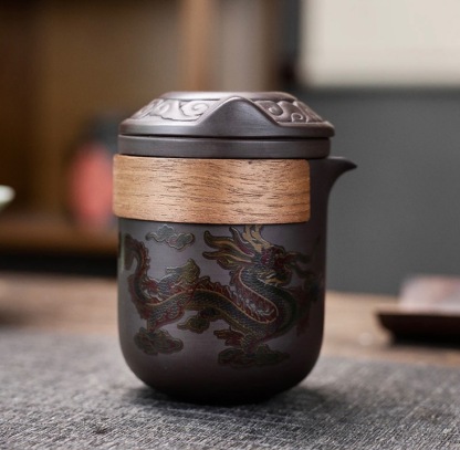 遇熱變色龍鳳呈祥紫砂壺