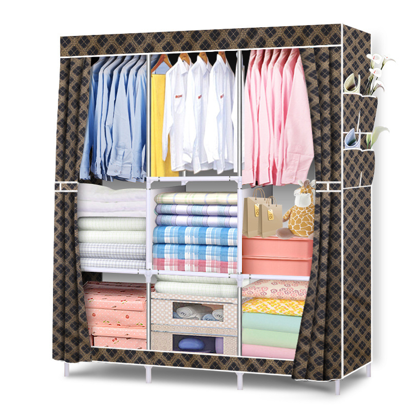 【收納神器】無紡布衣櫃鋼管加粗加固簡易折疊衣櫃