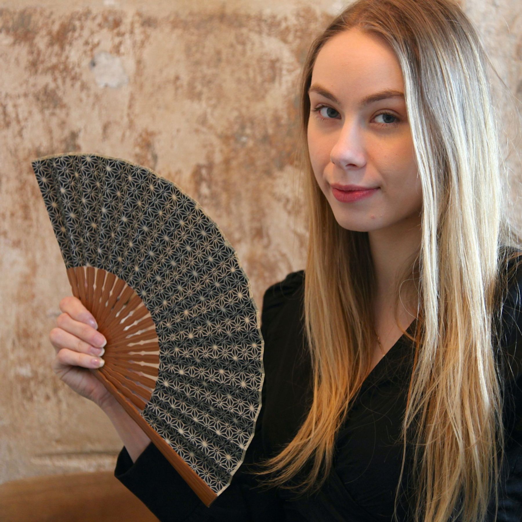 香り付麻製京扇子 - ゆず（柚子）/ひのき（檜）