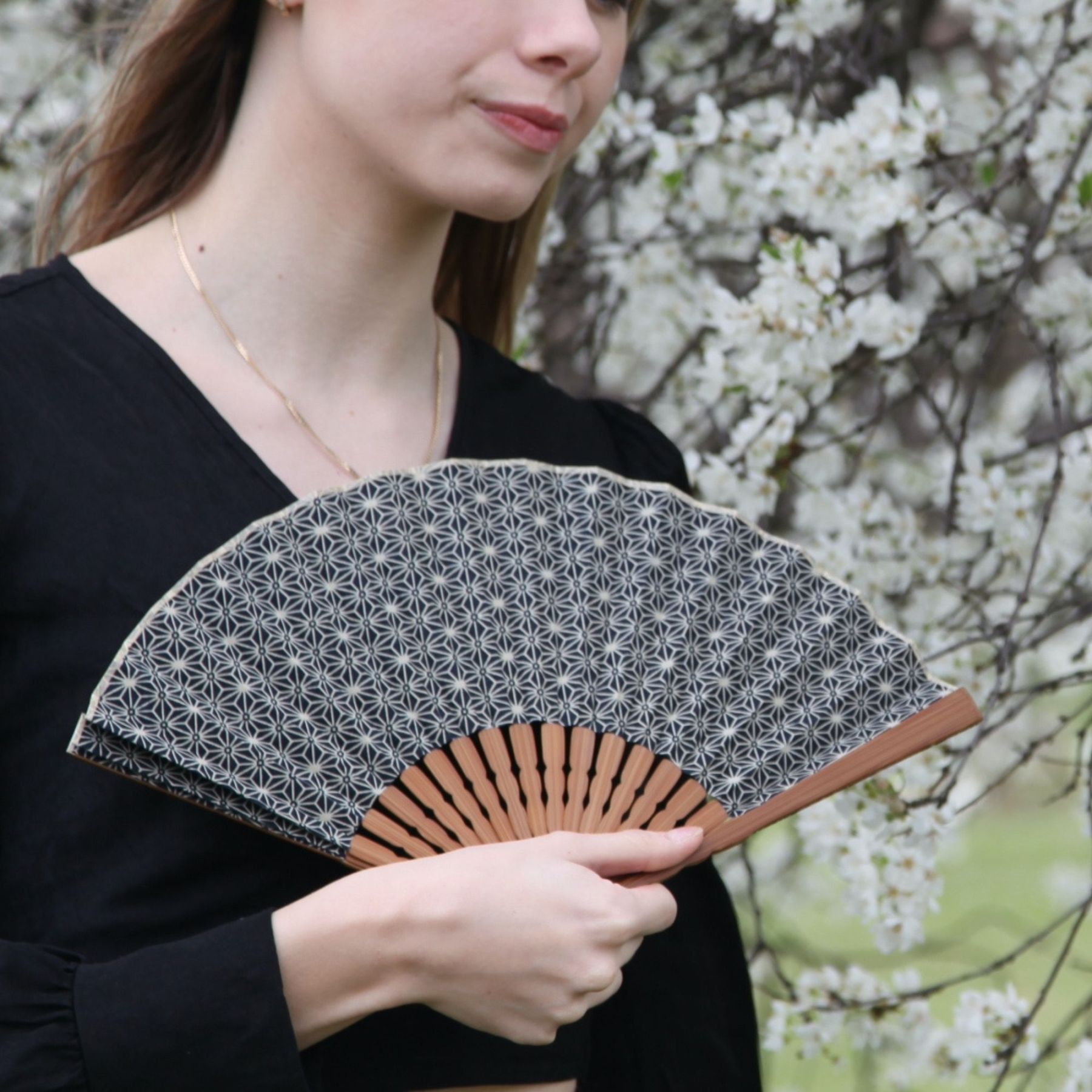 香り付麻製京扇子 - ゆず（柚子）/ひのき（檜）