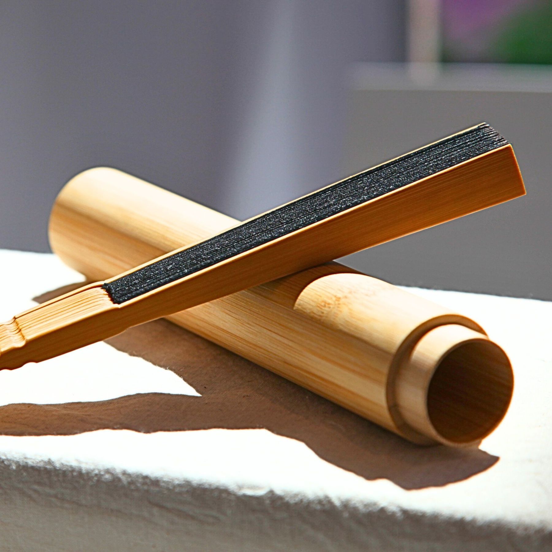 香り付麻製京扇子 - ゆず（柚子）/ひのき（檜）