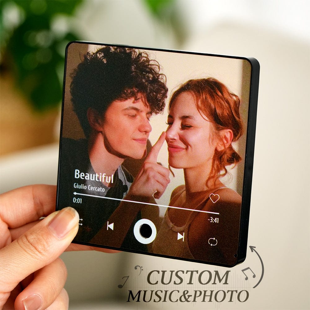 パーソナライズされたフォトアルバム冷蔵庫用マグネット音楽壁写真ステッカー携帯電話なしで再生できる音楽運動冷蔵庫用マグネットプロは曲を再生できます