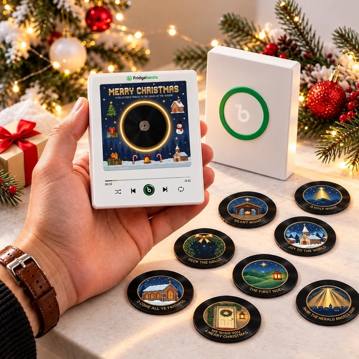クリスマスギフト 磁気冷蔵庫レコードプレーヤー クリスマスギフトセット 9枚のNFCビニールディスク付き ホリデーデコレーション&MusicFridgebeats V6.0